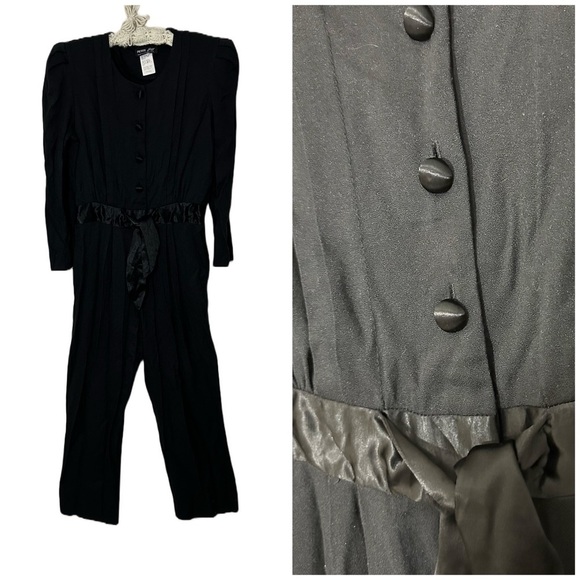 Vtg all that jazz petite black jumpsuit - Picture 1 of 9